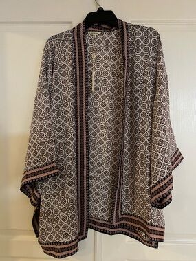 Max Studio Black and Cream Printed Open Kimono